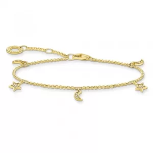 Image of THOMAS SABO Gold Plated Cubic Zirconia Moon and Star Bracelet...