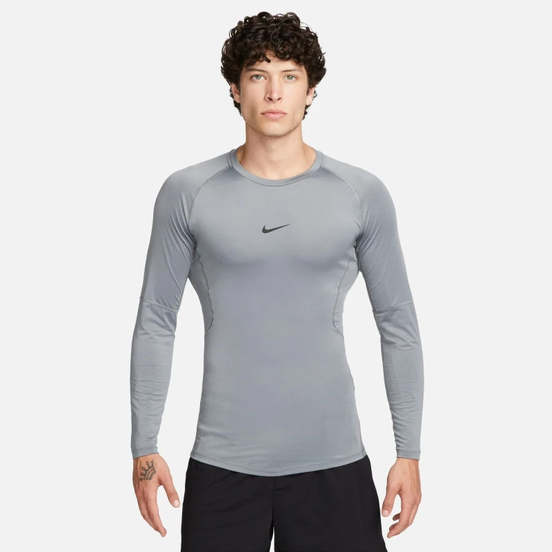 Image of Nike Pro Core Long Sleeve T Shirt Mens Grey male L