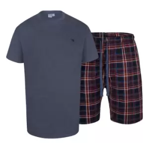 Image of Duke Mens Stansted D555 Kingsize Check Short Loungewear Set (5XL) (Denim Marl)