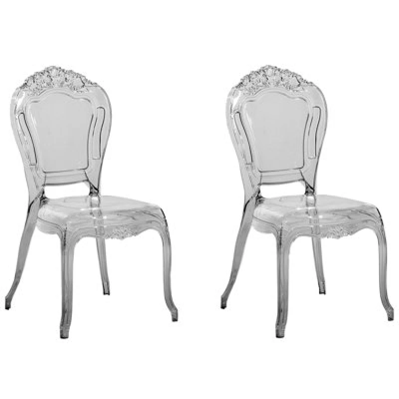 Image of BELIANI Beliani - Set of 2 Modern Transparent Dining Chairs Black Acrylic Stackable Vermont 81351