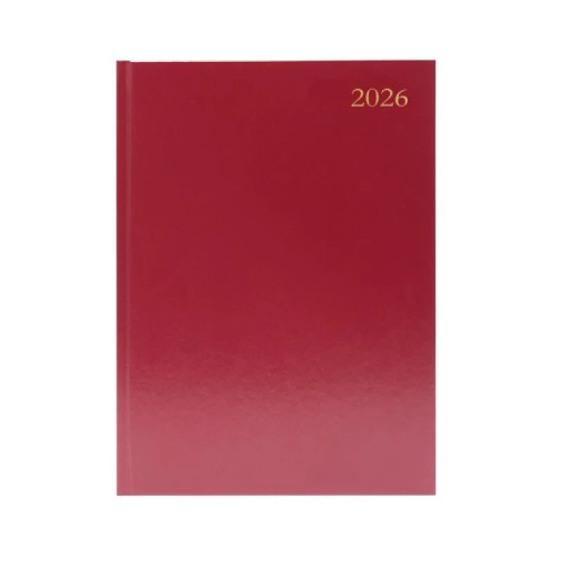 Image of 5 Star Desk Diary Day Per Page Appointment A5 Burgundy 2026 KFA51ABG26