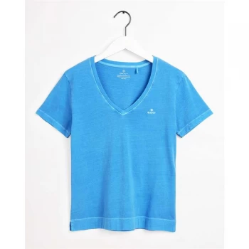 Image of Gant Short Sleeve V Neck T Shirt - 445 PACIFIC BLU
