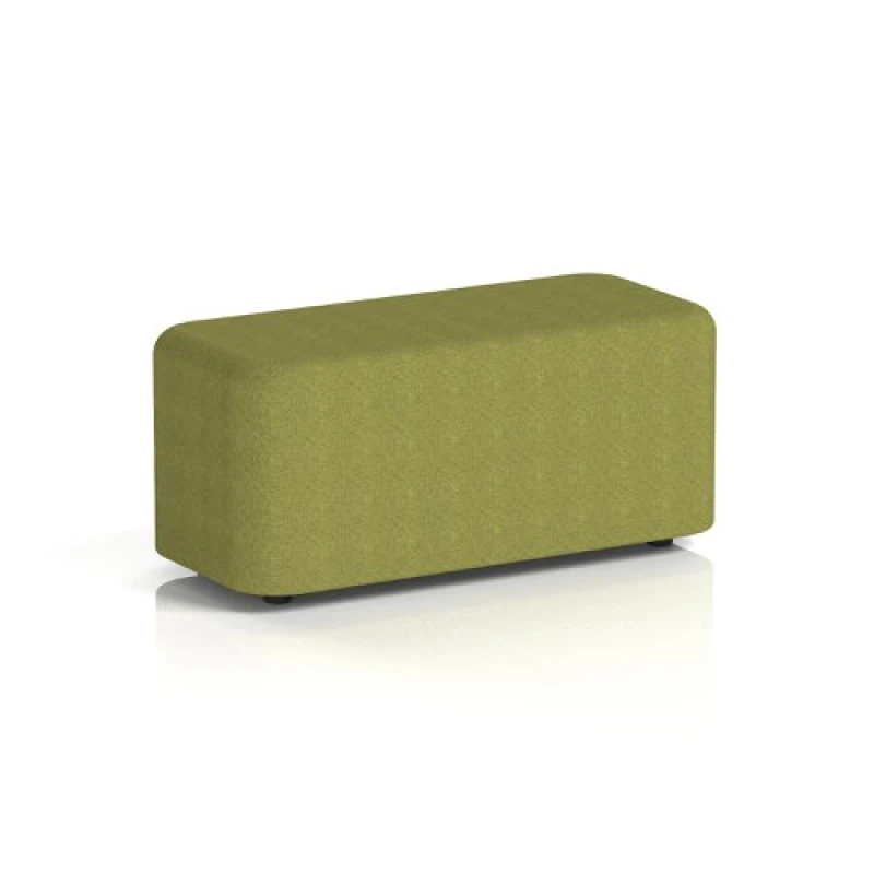 Image of Harlestone Small Rectangular Office Breakout Stool in Rivet Fabric - Olive Body and Top