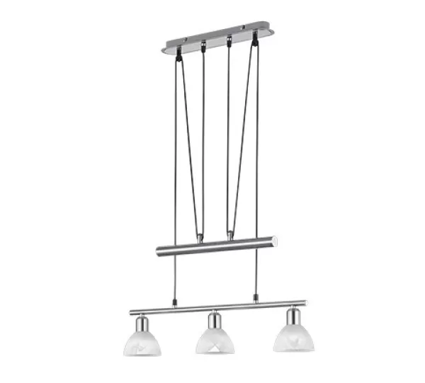 Image of Levisto Modern 3 Light Bar Pendant Ceiling Light Nickel Matt 3000K
