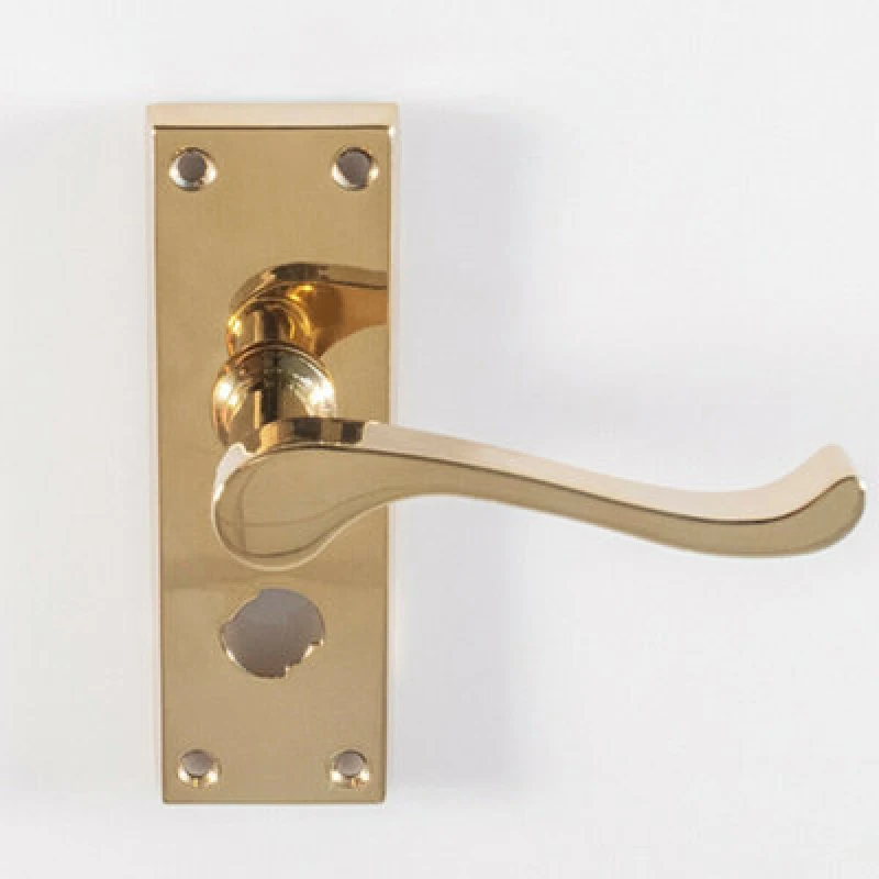 Image of Loops PAIR Victorian Scroll Handle on Bathroom Backplate 120 x 41mm Polished Brass Metallics