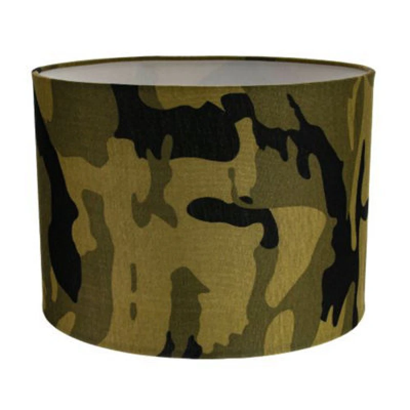 Image of Happy Homewares Stylish Green And Black Army Camouflage Drum 10 Lampshade For Table Or Pendant