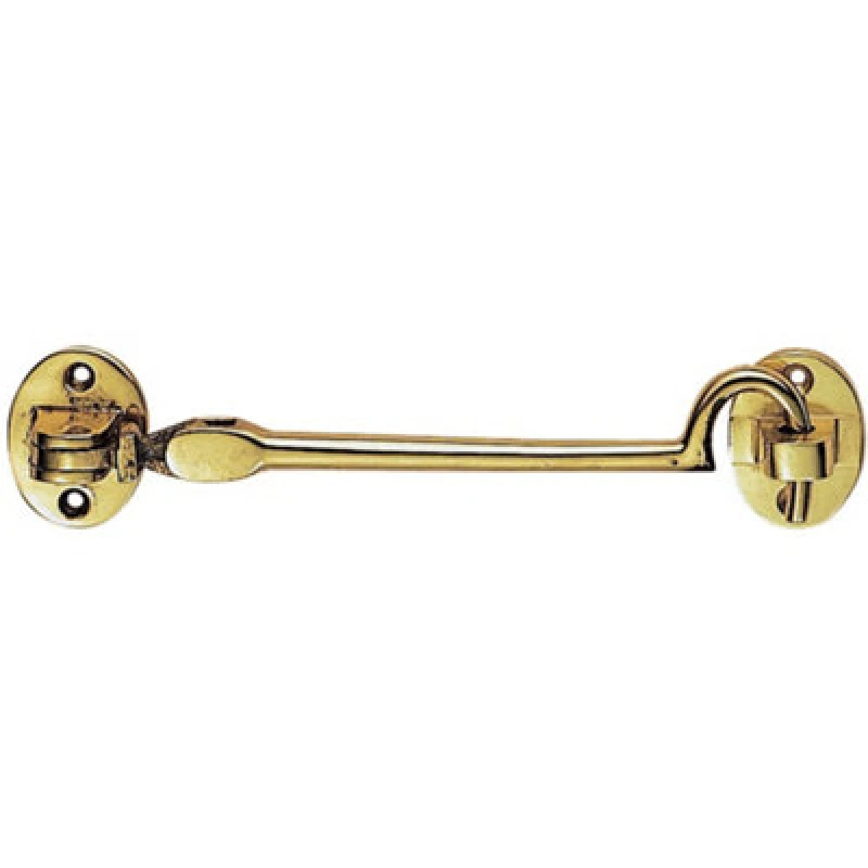 Image of Loops Lightweight Cabin Hook & Eye Polished Brass 102mm Arm Cabinet Hatch Lock Metallics