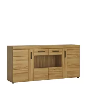 Image of Cortina 4 Door Wide Glazed Sideboard In Grandson Oak Effect