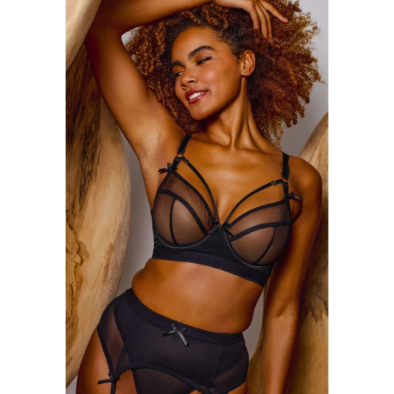 Image of Playful Promises Josie Black Mesh D+ Bra Black female 42H