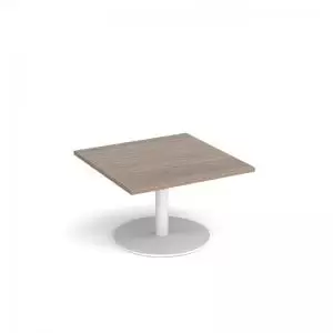 Image of Monza square coffee table with flat round white base 800mm - barcelona