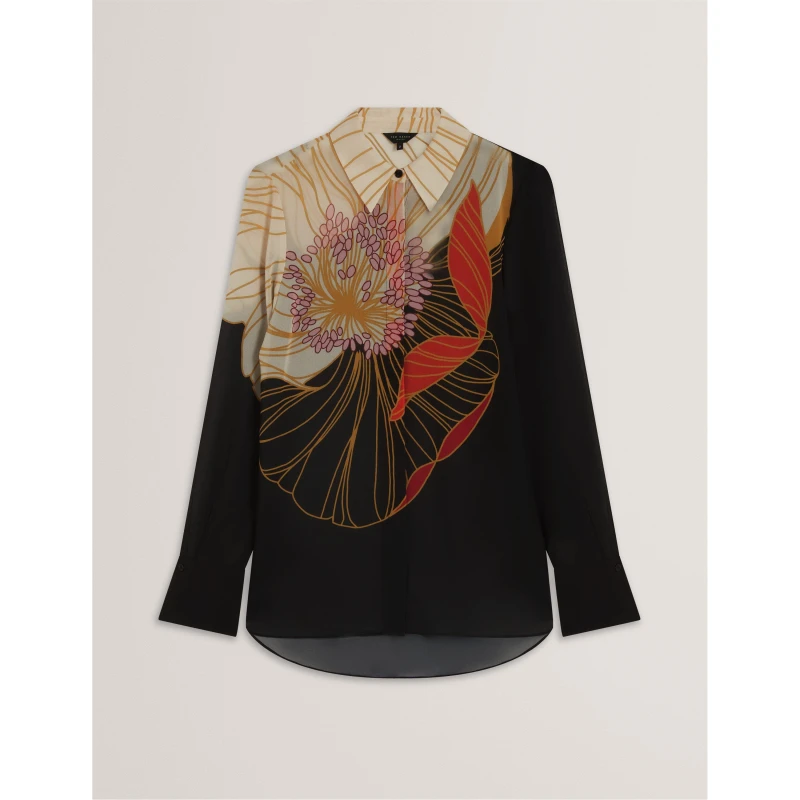 Image of Ted Baker Womens Long-Sleeve Blouse Black female 8 (XS)
