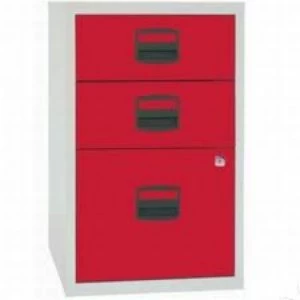 Image of Bisley A4 Home Filer 3 Drawer Lockable Grey and Red