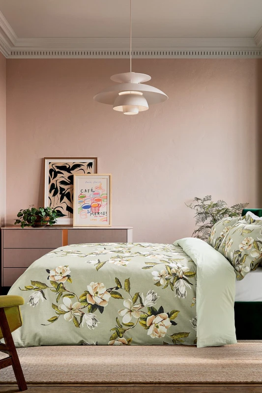 Image of Ted Baker 'Opal Floral' Cotton Duvet Cover Set in Green Size: King Green King Unisex 5016709715744