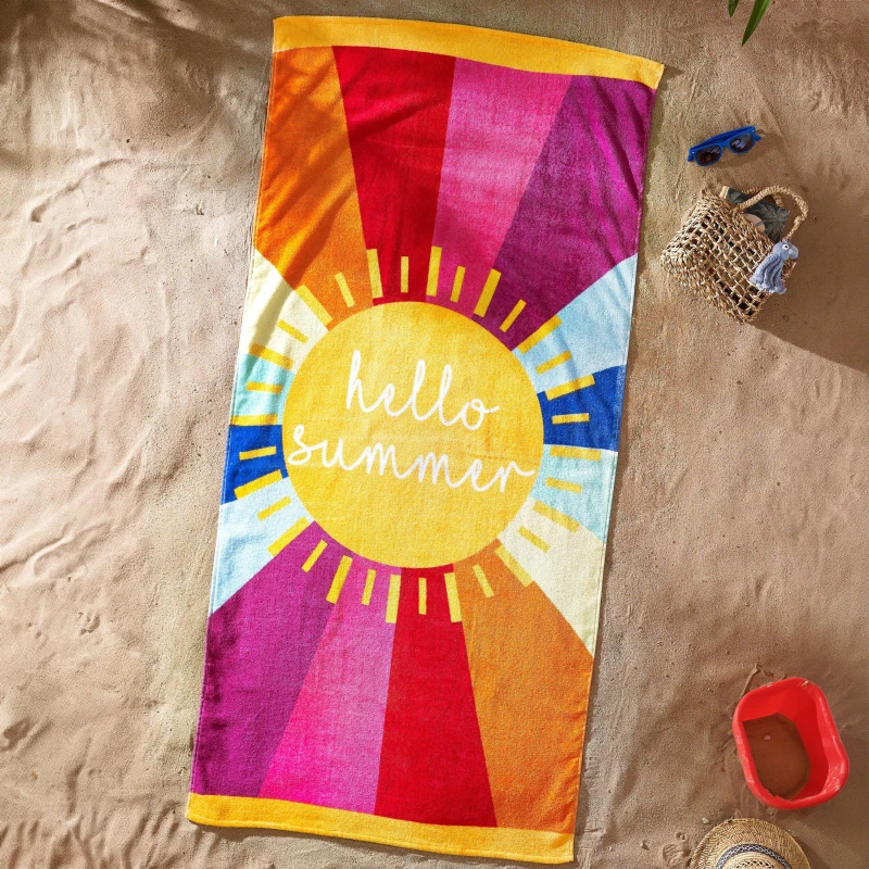 Image of Catherine Lansfield Hello Summer Absorbent Beach Towel Multi