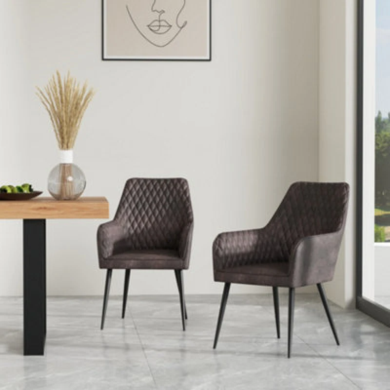 Image of More4Homes Ella Technology Fabric Dining Chair Set Of 8 Brown