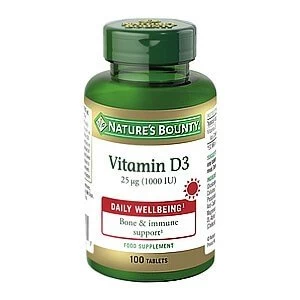 Image of Natureamp39s Bounty Vitamin D3 25 ug 1000 IU 100 Tablets