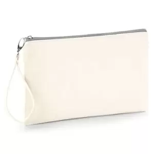 Image of Westford Mill Canvas Wristlet Pouch (26 x 17cm) (Natural/Light Grey)