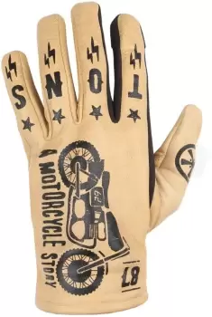 Image of Helstons Kustom Motorcycle Gloves, beige, Size M L, beige, Size M L