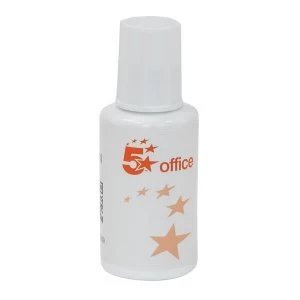 Image of 5 Star Office Correction Fluid Fast drying with Integral Mixer Ball 20ml White Pack 10