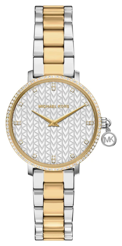 Image of Michael Kors MK7574 Pyper Crystal (32mm) Silver Patterned Watch