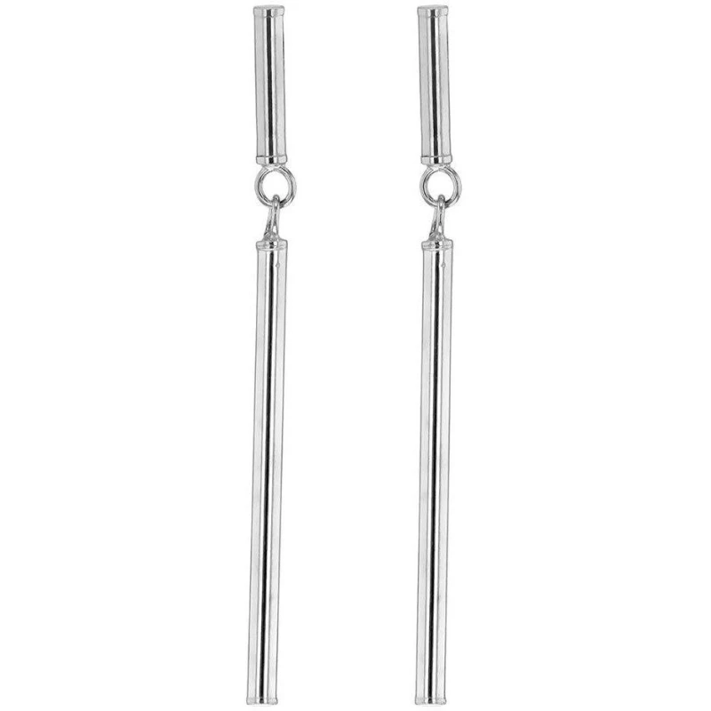 Image of Be You 9ct Gold Nunchaku Drop Stud Earrings White Gold female One Size