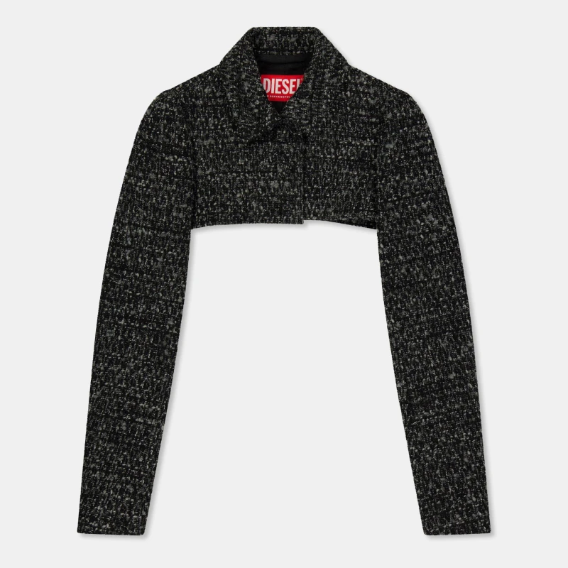 Image of Diesel Womens G-Anne Bouclv Tweed Long Sleeve Ultra-Cropped Blazer 9XXA female 8