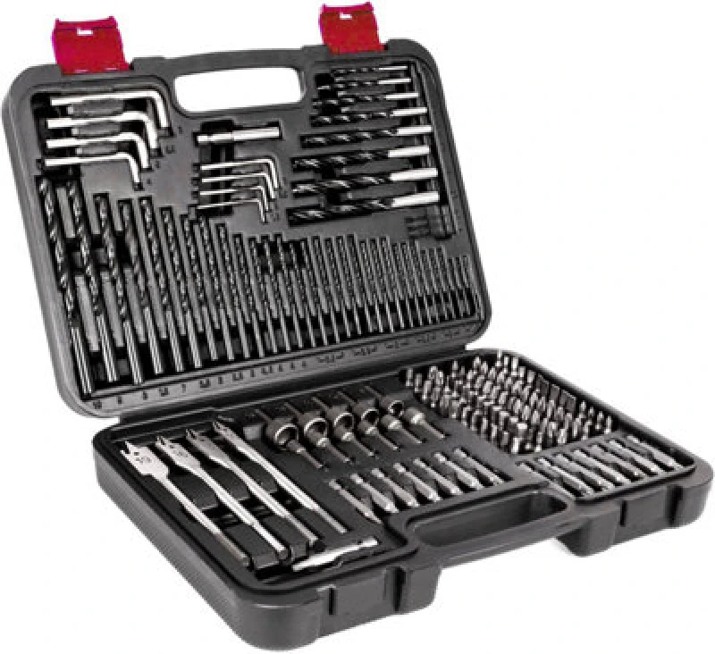 Image of Lumberjack 150 Piece Drill Bit Set HSS Masonry Wood Screwdriver Bits Black unisex