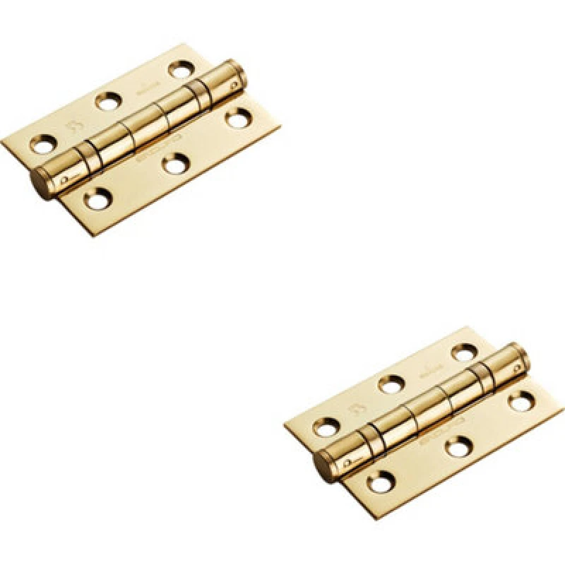 Image of Loops 2x PAIR 76 x 51 x 2mm 7 Ball Bearing Hinge Stainless Brass Interior Door Metallics
