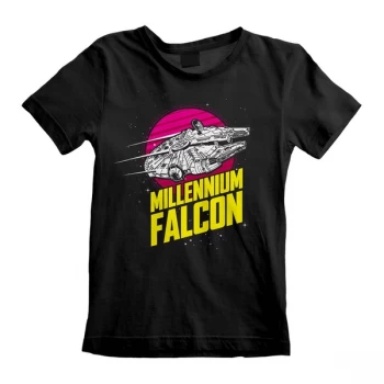 Image of Star Wars - Millenium Falcon Circle Unisex 3-4 Years T-Shirt - Black