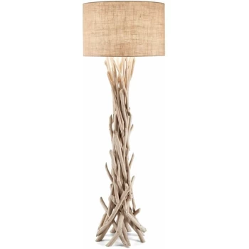 Image of Ideal Lux Driftwood - 1 Light Floor Lamp Brown, Beige with Shade, E27