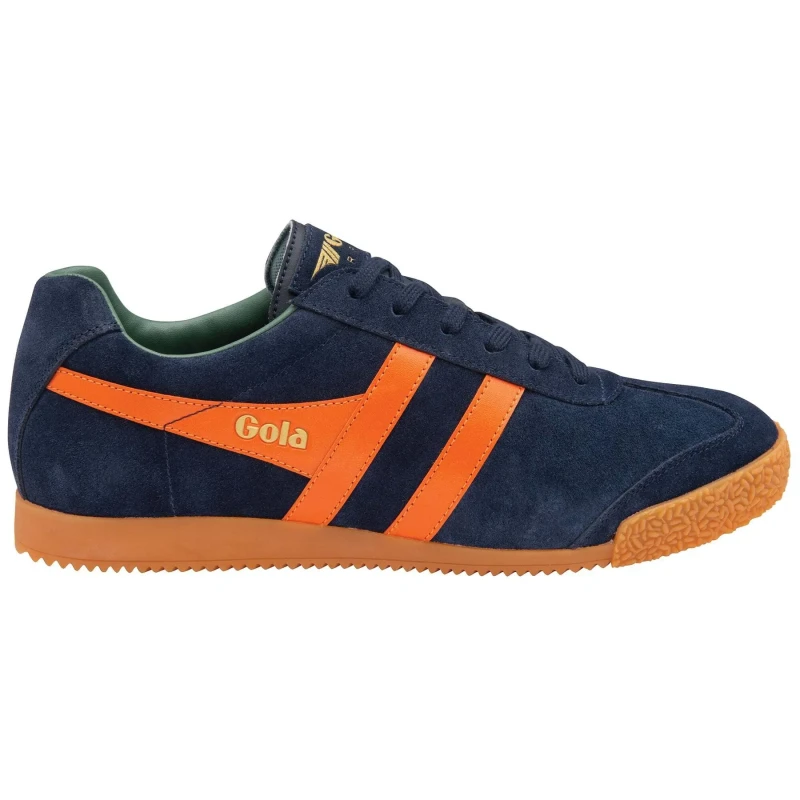 Image of Gola Mens Harrier Suede Trainers - Navy Moody Orange Sage - UK 15 Blue male CB0623MNO15