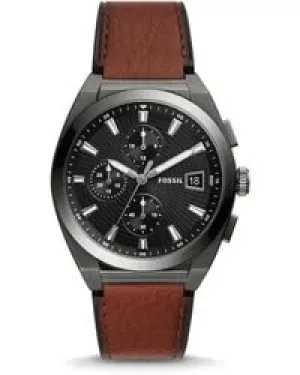 Image of Fossil Mens Everett Chronograph Amber Eco Leather Watch - Brown