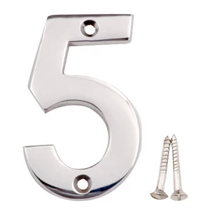 Image of Chrome Effect Brass House Number 5
