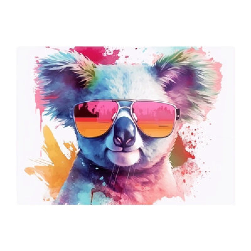 Image of Warren Reed Designer Colourful Splashart Koala In Glasses Chopping Board