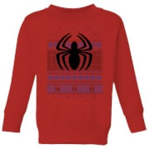 Image of Marvel Avengers Spider-Man Logo Kids Christmas Sweatshirt - Red - 3-4 Years