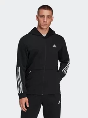 Image of adidas Aeroready Motion Sport Full-zip Hoodie, Black Size M Men