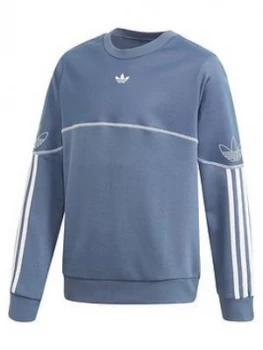 Image of Adidas Originals Childrens Outline Crew - Blue