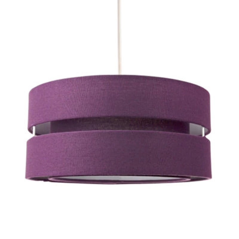 Image of Happy Homewares Contemporary Quality Purple Linen Fabric Triple Tier Ceiling Pendant Light Shade