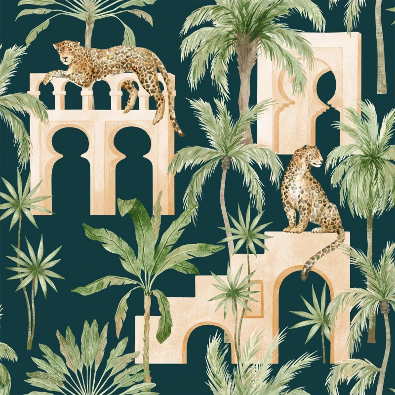 Image of Arthouse Leopard Arches Navy Wallpaper Navy unisex One Size