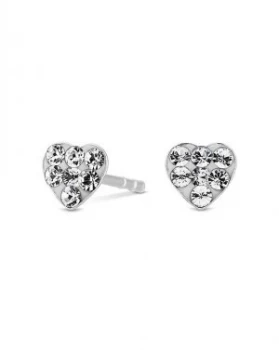 Image of Simply Silver Pave Heart Stud Earrings