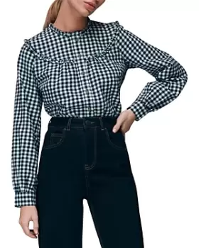 Image of Whistles Check Print Ruffled Blouse