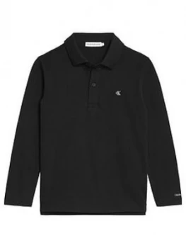 Image of Calvin Klein Jeans Boys Long Sleeve Essential Logo Polo - Black