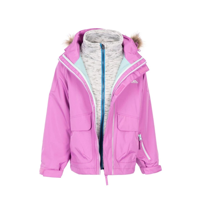 Image of Trespass Outshine 3 in 1 Jacket Juniors Pink male 3-4