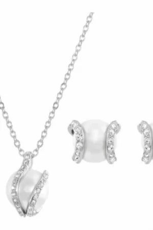 Image of Ladies Swarovski Jewellery Nude Necklace Earring Set 1081922