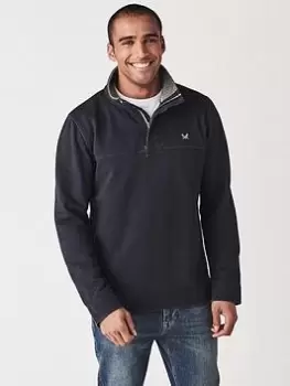 Image of Crew Clothing Padstow Pique Sweatshirt - Navy Blue, Navy Blue, Size S, Men