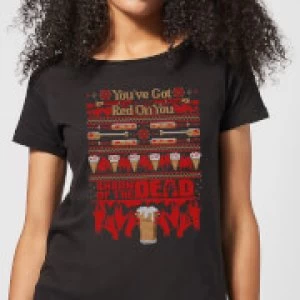 Image of Shaun Of The Dead You've Got Red On You Christmas Womens T-Shirt - Black - XXL