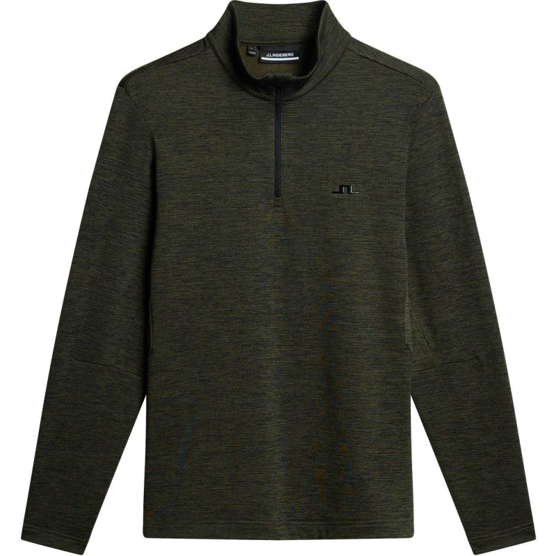 Image of J Lindeberg Golf Mens Destry Quarter Zip Pullover Black/Green male Small