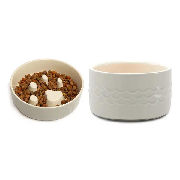 Image of Scruffs Icon Slow Feeder and Drink Bowl Set Light Grey