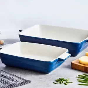 Image of Barbary & Oak Set of 2 Rectangular Oven Dishes Blue