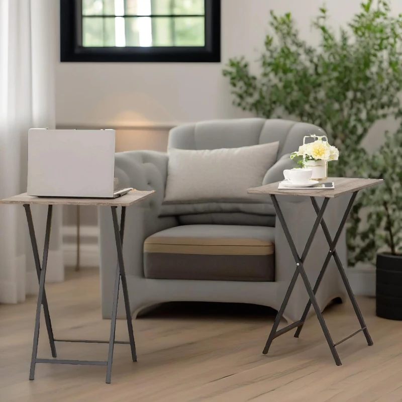 Image of Rafaelo Mobilia 2 Set Small Folding Tables in Grey Grey Unisex